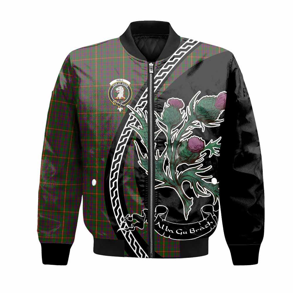 Hall Family Crest Tartan Bomber Jacket Alba Thistle Inspired - Tartan Vibes Clothing