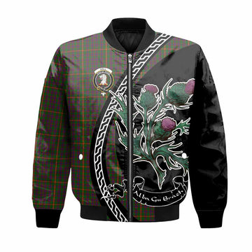 Hall Family Crest Tartan Bomber Jacket Alba Thistle Inspired