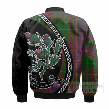 Hall Family Crest Tartan Bomber Jacket Alba Thistle Inspired