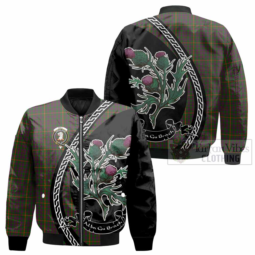 Hall Family Crest Tartan Bomber Jacket Alba Thistle Inspired - Tartan Vibes Clothing