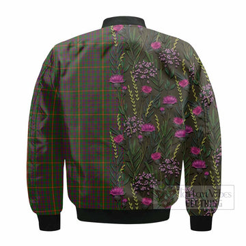 Hall Family Crest Tartan Bomber Jacket Scottish Thistle Flower Pattern Half Style
