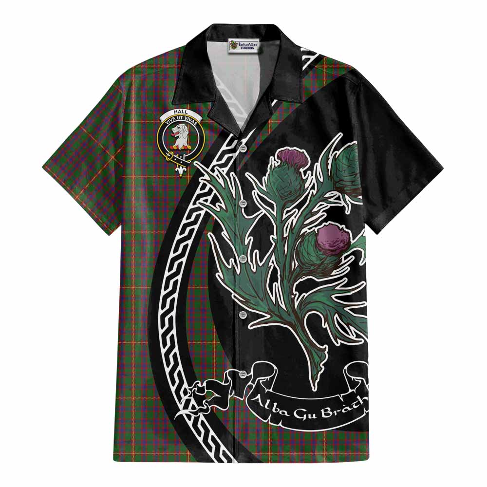 Hall Family Crest Tartan Cotton Hawaiian Shirt Alba Thistle Inspired - Tartan Vibes Clothing