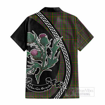 Hall Family Crest Tartan Cotton Hawaiian Shirt Alba Thistle Inspired