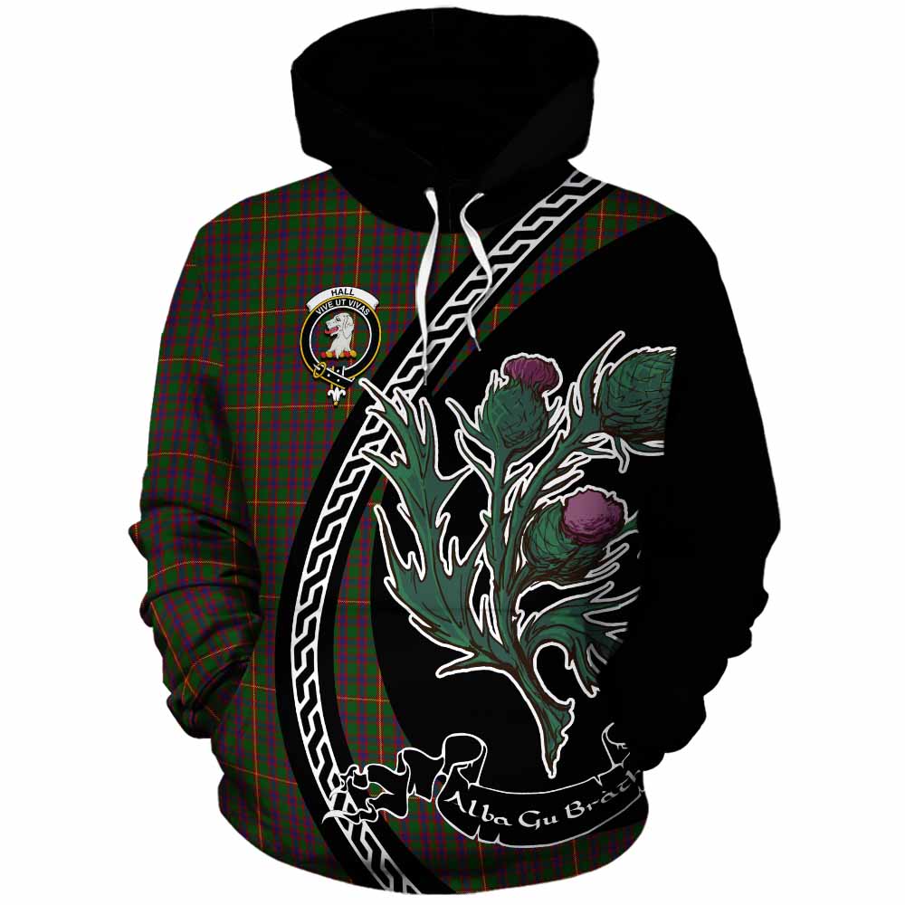 Hall Family Crest Tartan Cotton Hoodie Alba Thistle Inspired - Tartan Vibes Clothing