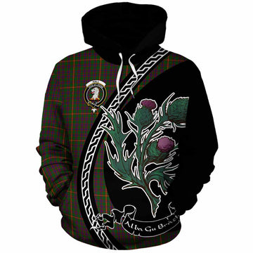 Hall Family Crest Tartan Cotton Hoodie Alba Thistle Inspired