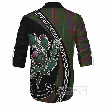Hall Family Crest Tartan Ghillie Shirt Alba Thistle Inspired
