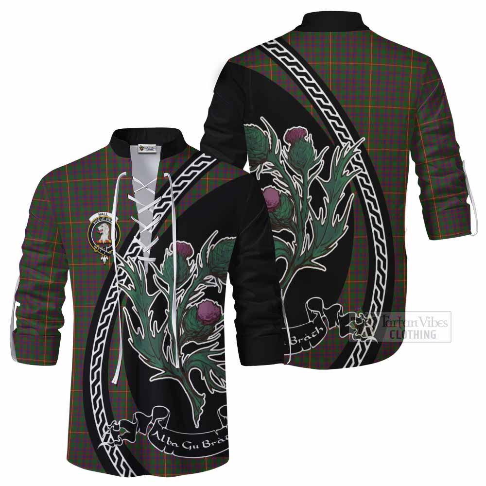 Hall Family Crest Tartan Ghillie Shirt Alba Thistle Inspired - Tartan Vibes Clothing
