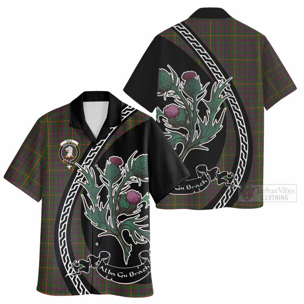 Hall Family Crest Tartan Hawaiian Shirt Alba Thistle Inspired - Tartan Vibes Clothing