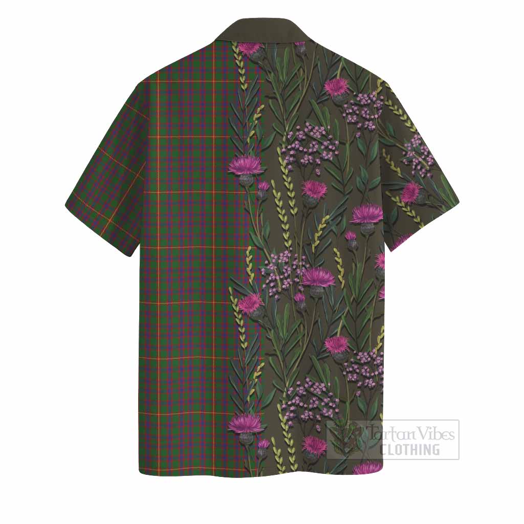 Hall Family Crest Tartan Hawaiian Shirt Scottish Thistle Flower Pattern Half Style - Tartan Vibes Clothing