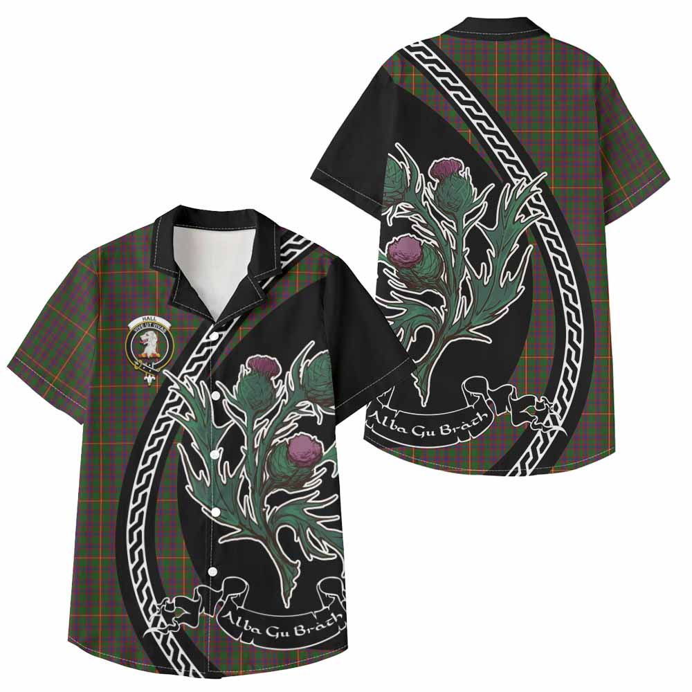 Hall Family Crest Tartan Kid Hawaiian Shirt Alba Thistle Inspired - Tartan Vibes Clothing