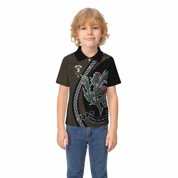 Hall Family Crest Tartan Kid Polo Shirt Alba Thistle Inspired