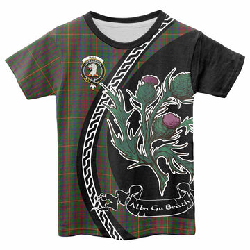 Hall Family Crest Tartan Kid T-shirt Alba Thistle Inspired
