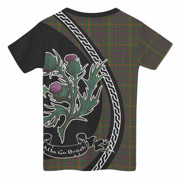 Hall Family Crest Tartan Kid T-shirt Alba Thistle Inspired