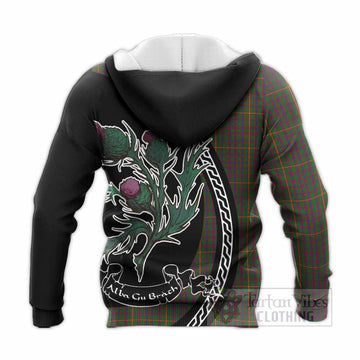 Hall Family Crest Tartan Knitted Hoodie Alba Thistle Inspired