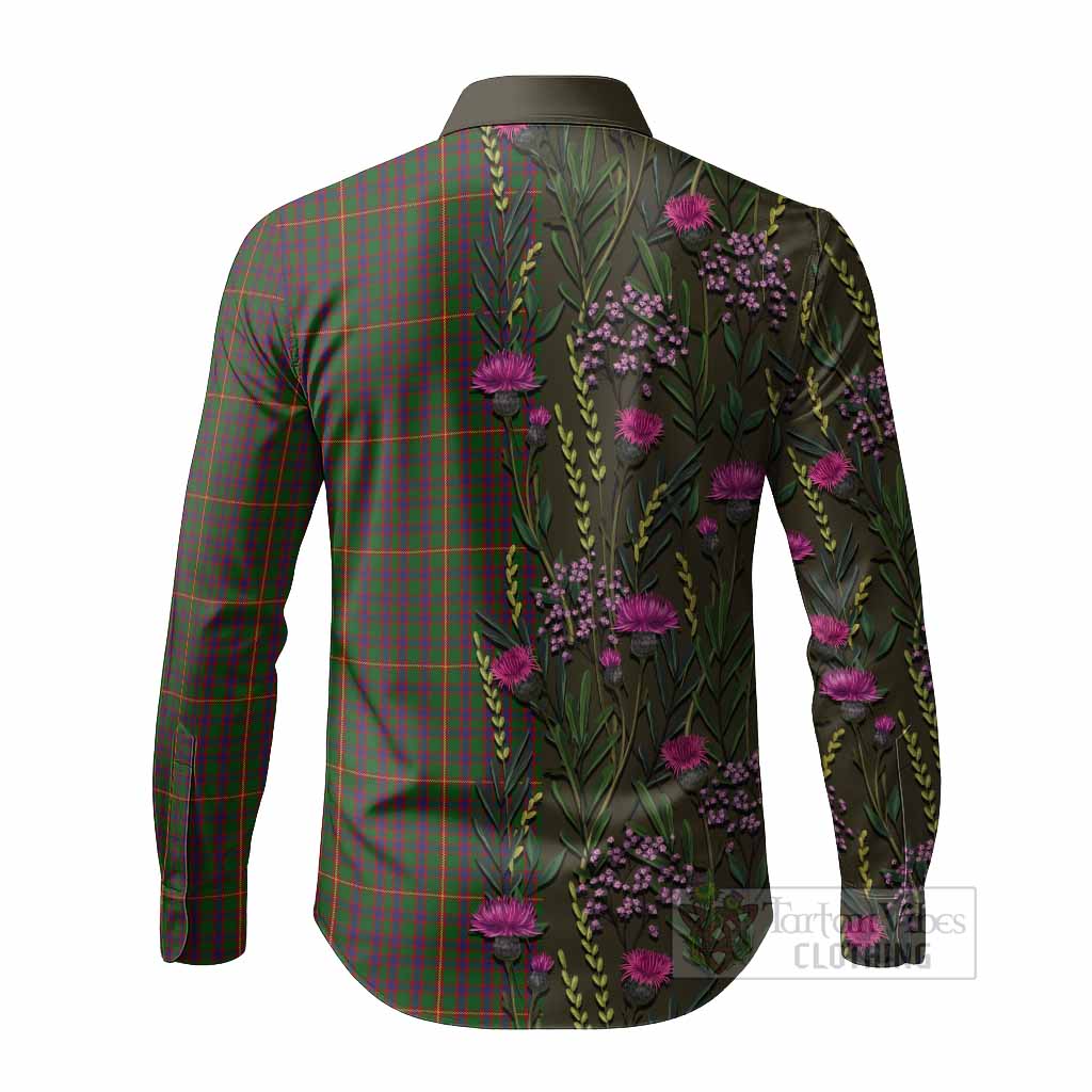 Hall Family Crest Tartan Long Sleeve Button Shirts Scottish Thistle Flower Pattern Half Style - Tartan Vibes Clothing
