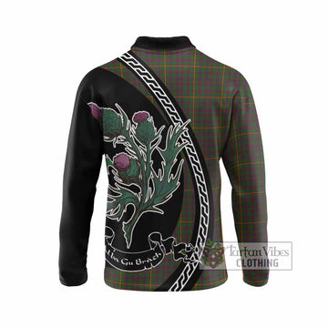 Hall Family Crest Tartan Long Sleeve Polo Shirt Alba Thistle Inspired