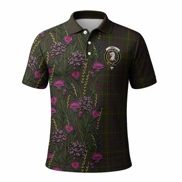 Hall Family Crest Tartan Polo Shirt Scottish Thistle Flower Pattern Half Style