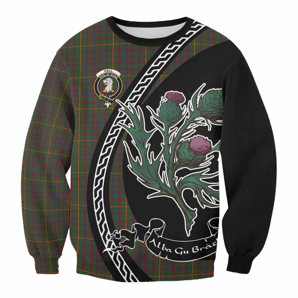 Hall Family Crest Tartan Sweatshirt Alba Thistle Inspired - Tartan Vibes Clothing
