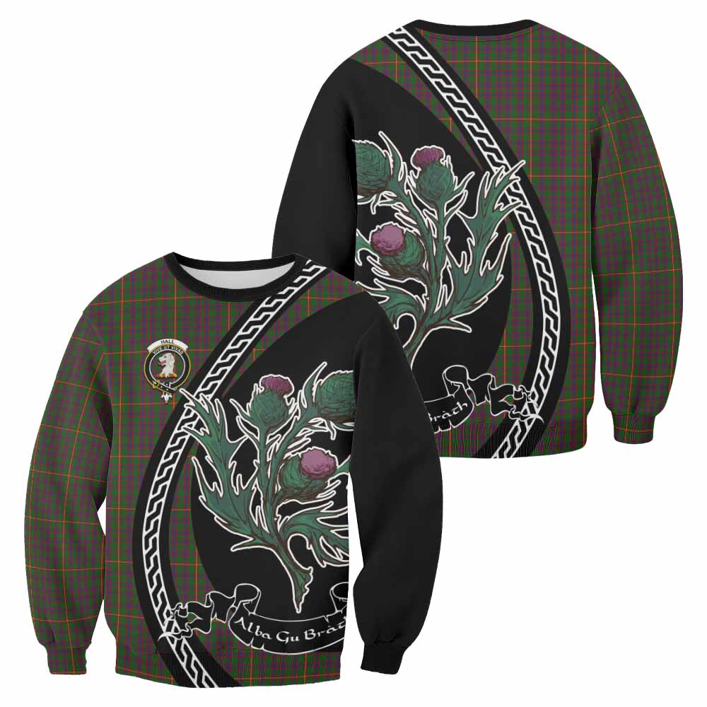 Hall Family Crest Tartan Sweatshirt Alba Thistle Inspired - Tartan Vibes Clothing