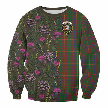 Hall Family Crest Tartan Sweatshirt Scottish Thistle Flower Pattern Half Style