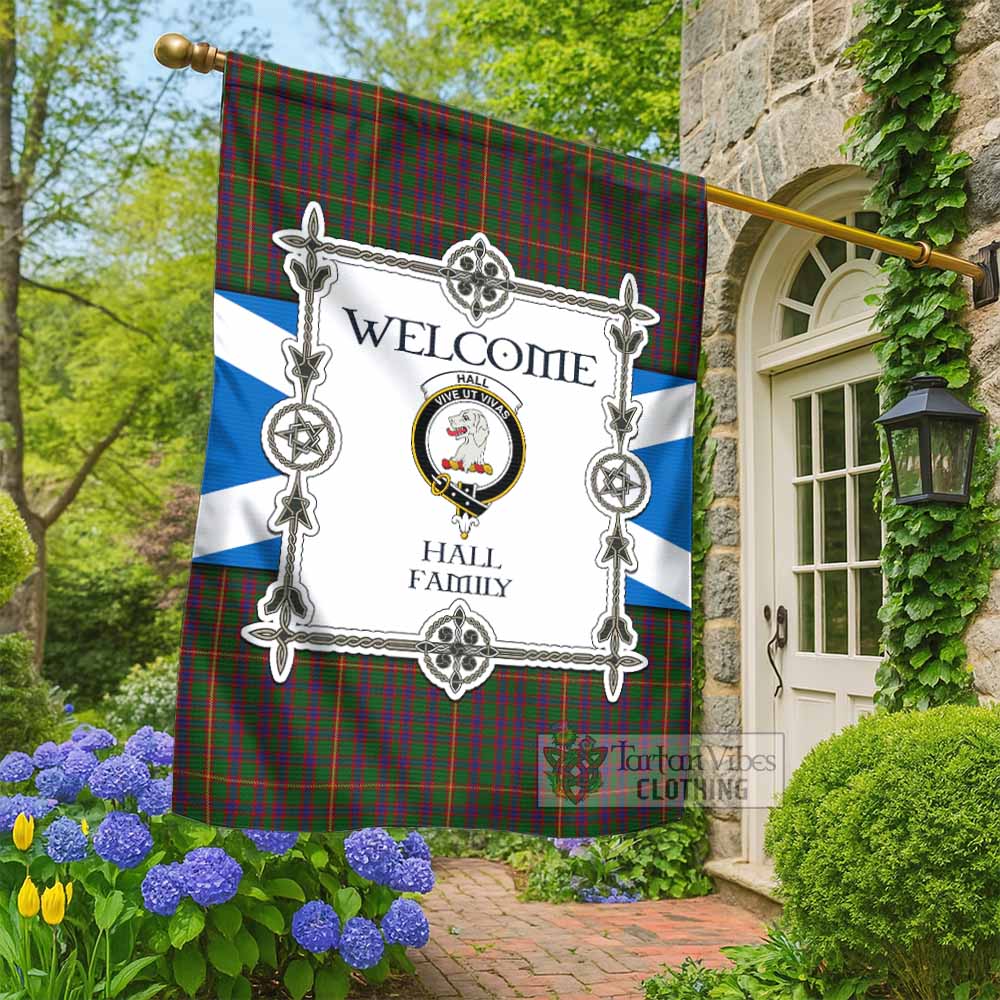 Hall Family Crest Tartan Welcome Garden Flag Saltire Harmony Style - Tartan Vibes Clothing