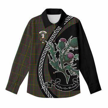 Hall Family Crest Tartan Women Casual Shirt Alba Thistle Inspired