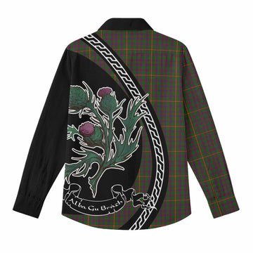 Hall Family Crest Tartan Women Casual Shirt Alba Thistle Inspired