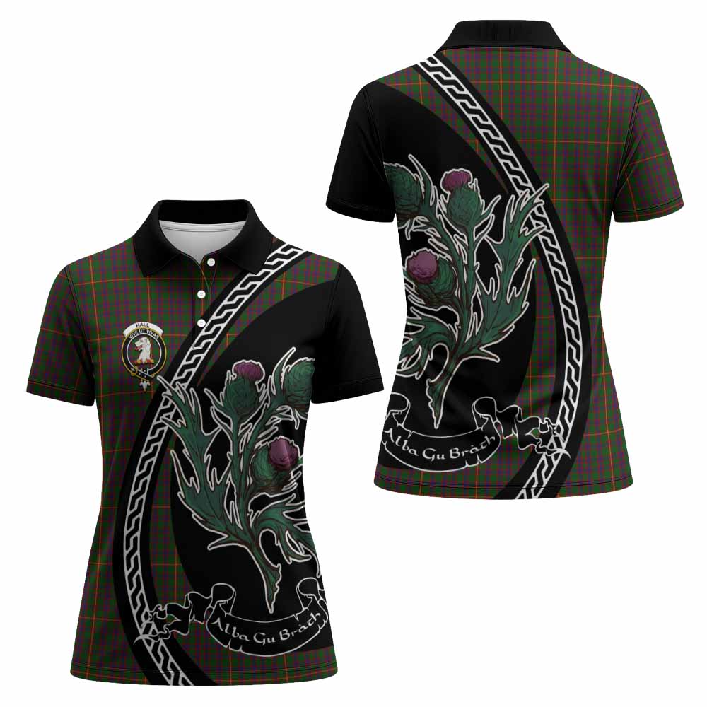 Hall Family Crest Tartan Women Polo Shirt Alba Thistle Inspired - Tartan Vibes Clothing