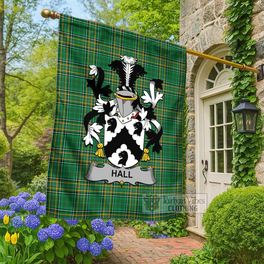 Hall Irish Clan Tartan Flag with Coat of Arms