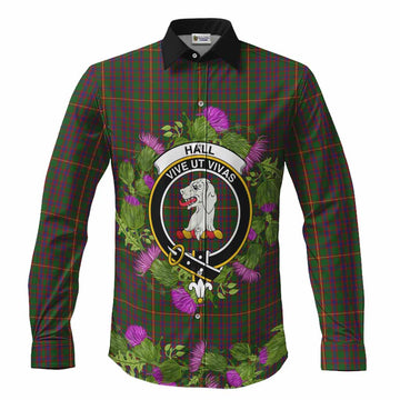 Hall Scotland Tartan Crest Thistle Heritage Long Sleeve Button Shirts