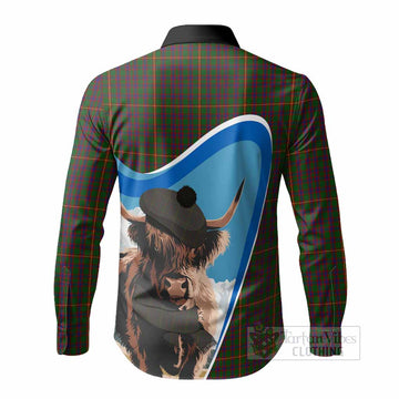 Hall Scottish Heilan Coo Tartan Crest Long Sleeve Button Shirts