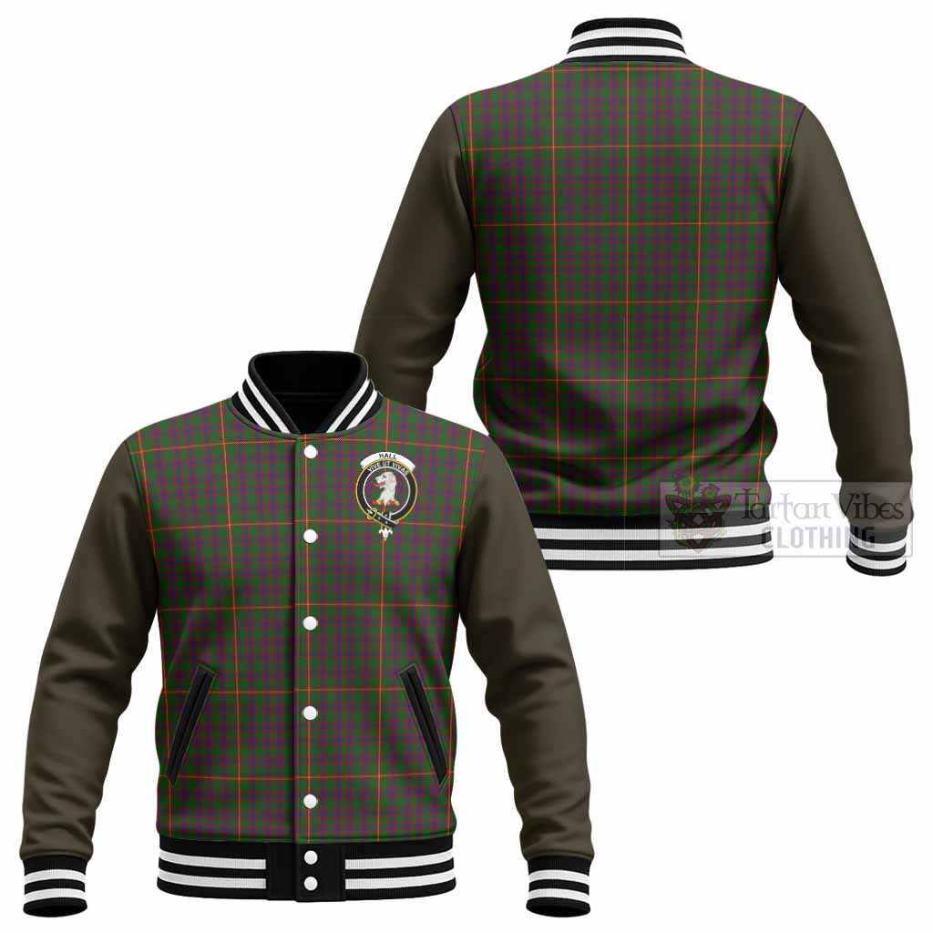 Hall Tartan Accent Baseball Jacket with Family Crest