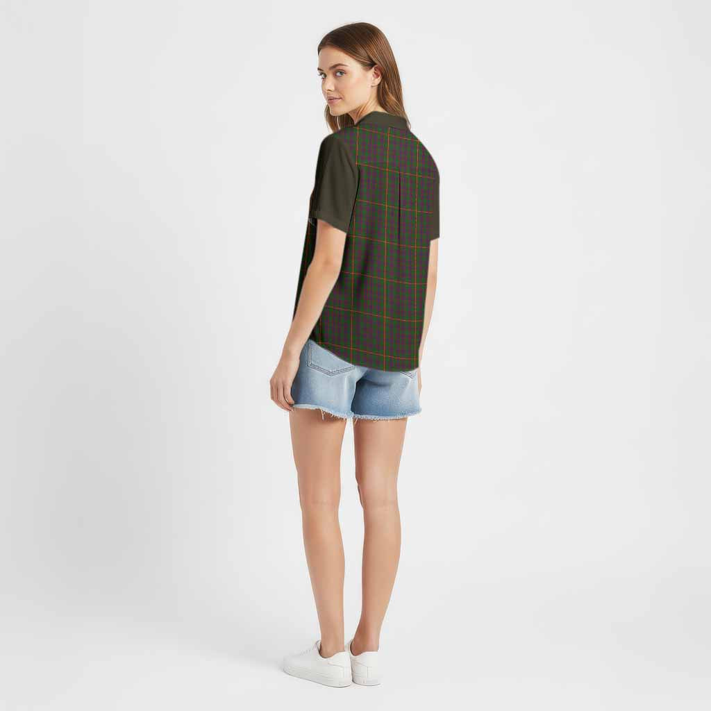 Hall Tartan Accent Cotton Hawaiian Shirt with Family Crest