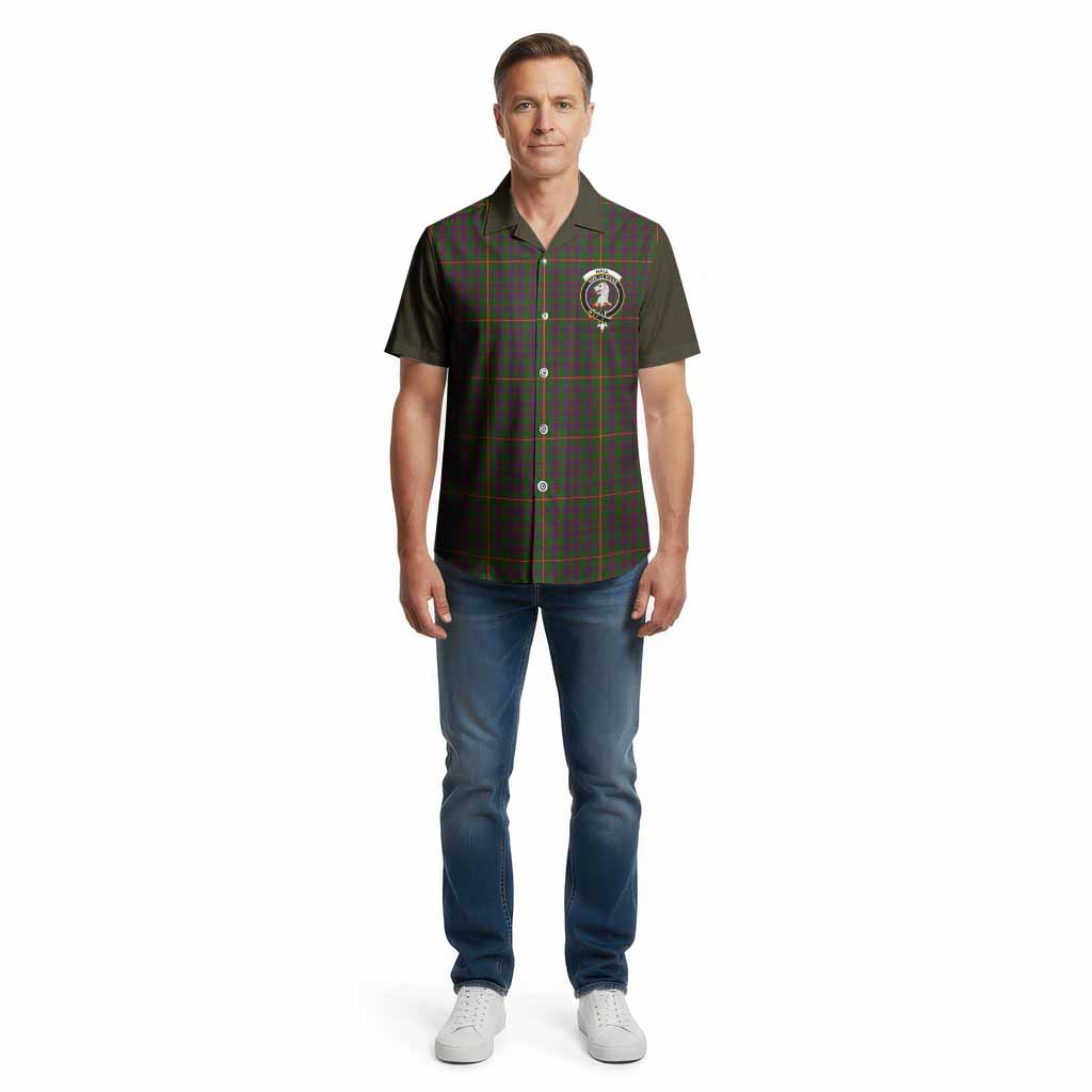 Hall Tartan Accent Cotton Hawaiian Shirt with Family Crest