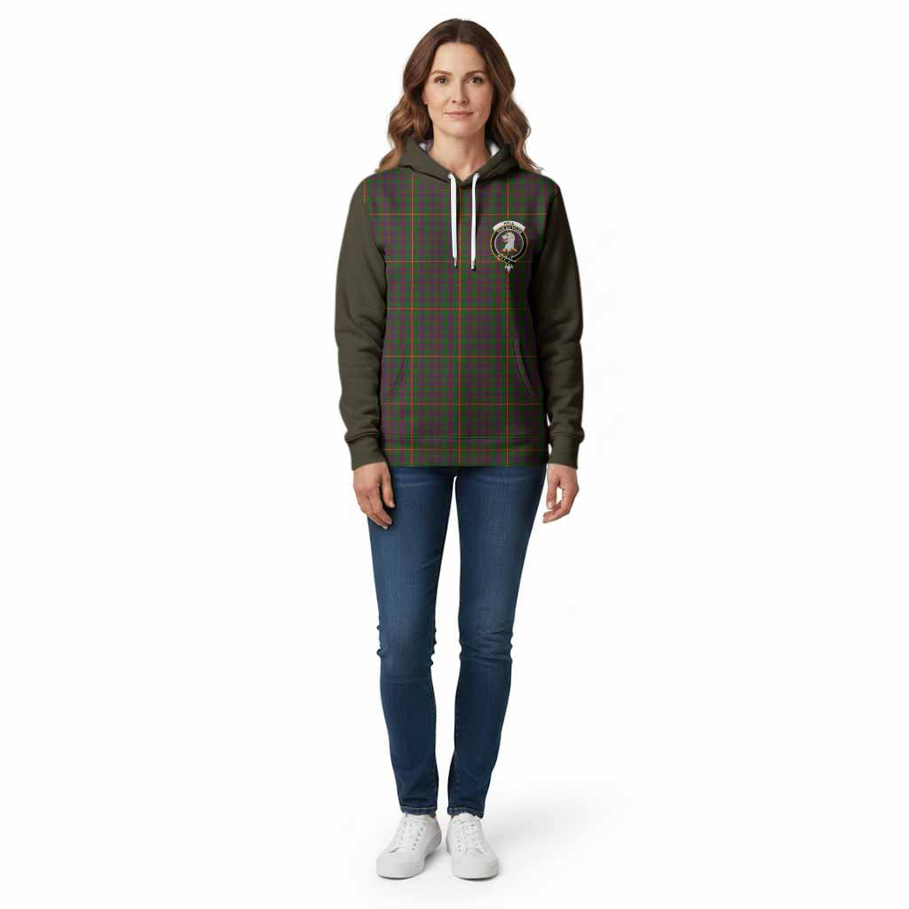 Hall Tartan Accent Cotton Hoodie with Family Crest