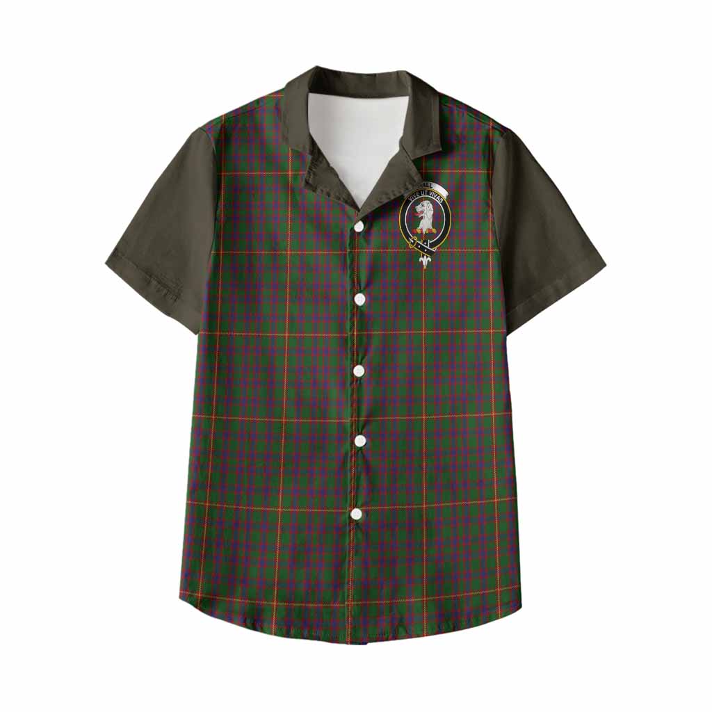 Hall Tartan Accent Kid Hawaiian Shirt with Family Crest