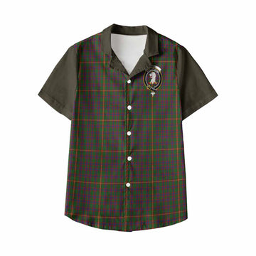Hall Tartan Accent Kid Hawaiian Shirt with Family Crest