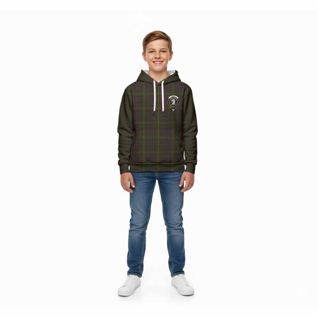 Hall Tartan Accent Kid Hoodie with Family Crest
