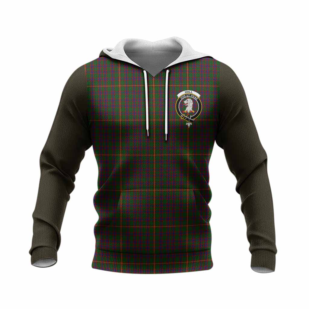 Hall Tartan Accent Knitted Hoodie with Family Crest
