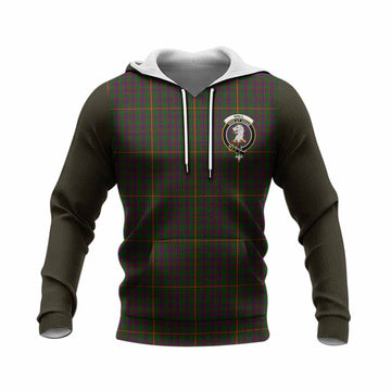 Hall Tartan Accent Knitted Hoodie with Family Crest