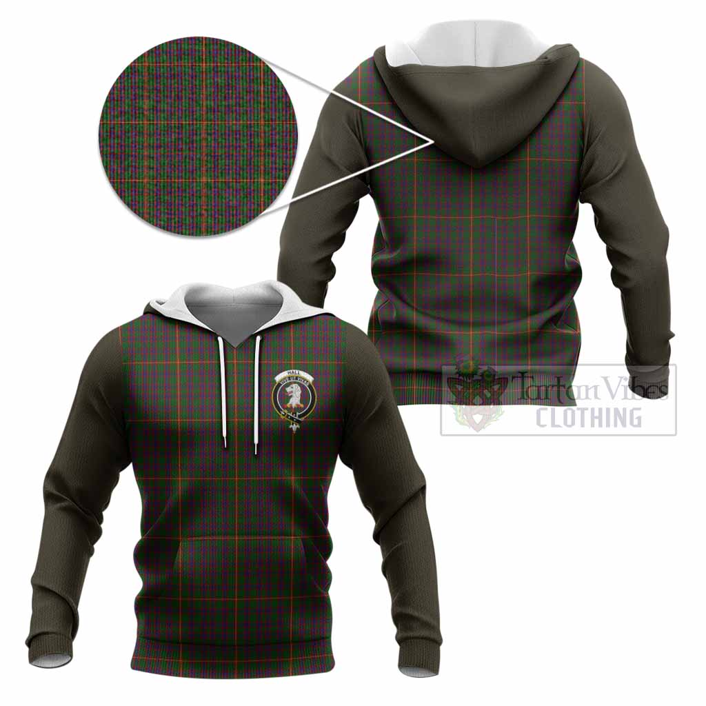 Hall Tartan Accent Knitted Hoodie with Family Crest