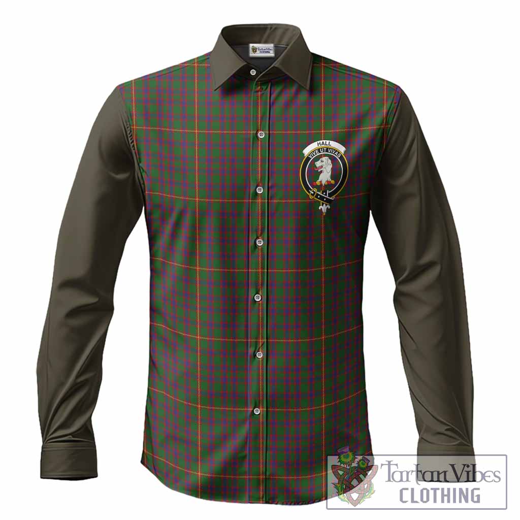 Hall Tartan Accent Long Sleeve Button Shirts with Family Crest