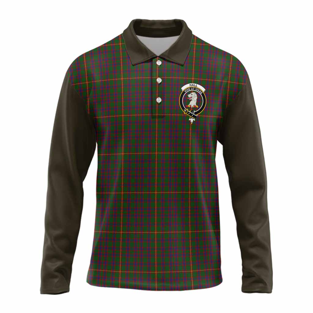 Hall Tartan Accent Long Sleeve Polo Shirt with Family Crest