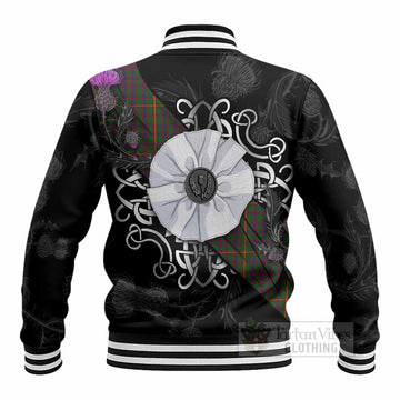 Hall Tartan Baseball Jacket Jacobite White Rose - Tartan Vibes Clothing