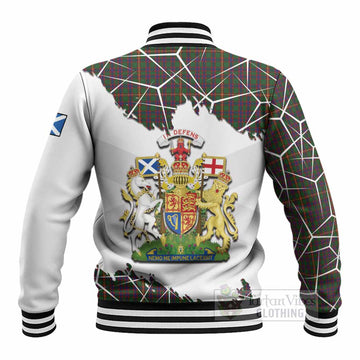 Hall Tartan Baseball Jacket with Family Crest and Lion Rampant Grunge Style
