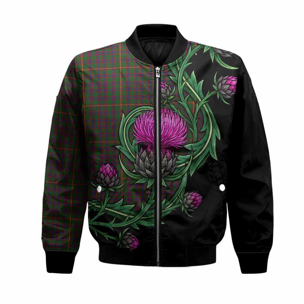Hall Tartan Bomber Jacket Resilient Scottish Thistle Unisex Black - Tartan Vibes Clothing