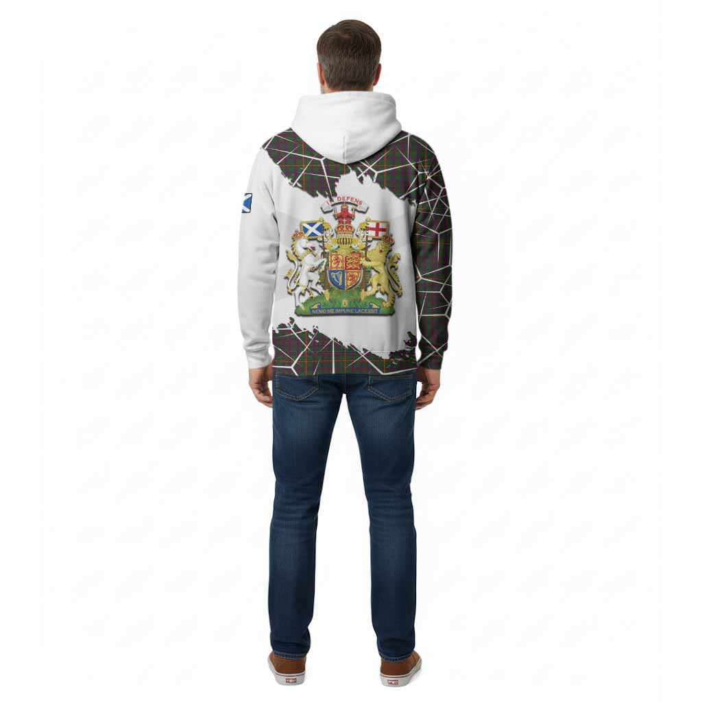 Hall Tartan Cotton Hoodie with Family Crest and Lion Rampant Grunge Style