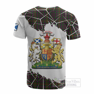 Hall Tartan Cotton T-shirt with Family Crest and Lion Rampant Grunge Style