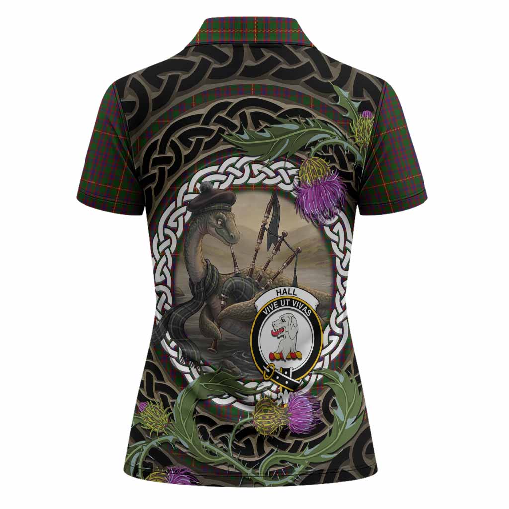 Hall Tartan Crest Bagpipe Nessie Women Polo Shirt Scottish Loch Ness Monster Celtic Thistle
