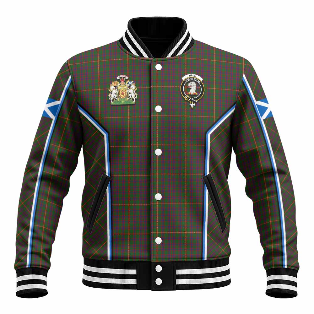 Hall Tartan Crest Baseball Jacket Scotland Coat of Arm Flag Style - Tartan Vibes Clothing